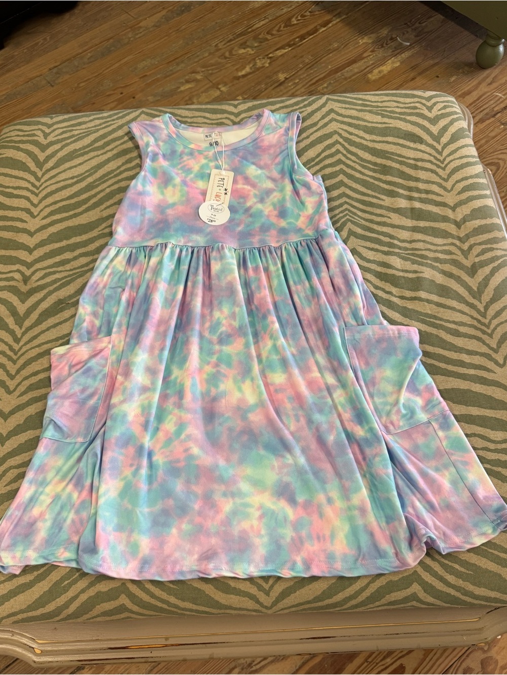 Girls Pastel Tie-Dye Pocket Swing Dress - Multicolor
